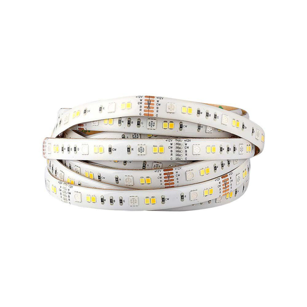Zestaw V-TAC do taśm LED SMD5050 15W/m 90 LED/m RGB+3IN1 5m Kompatybilny z Alexa i Google Home z pilotem i zasilaczem IP65
